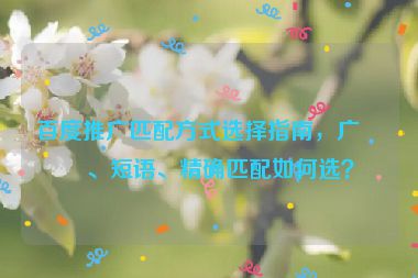 百度推廣匹配方式選擇指南，廣泛、短語、精確匹配如何選？