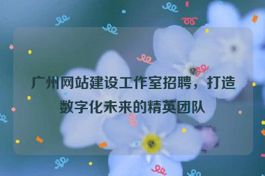 廣州網(wǎng)站建設(shè)工作室招聘，打造數(shù)字化未來的精英團(tuán)隊(duì)