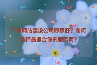 廣州網(wǎng)站建設(shè)公司哪家好？如何選擇最適合你的服務(wù)商？