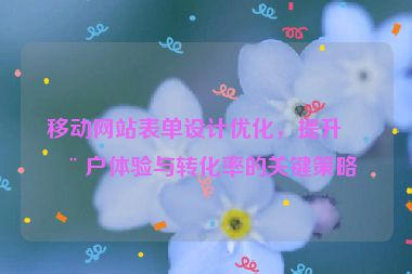 移動網(wǎng)站表單設(shè)計優(yōu)化，提升用戶體驗與轉(zhuǎn)化率的關(guān)鍵策略