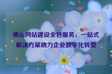 佛山網(wǎng)站建設全包服務，一站式解決方案助力企業(yè)數(shù)字化轉型