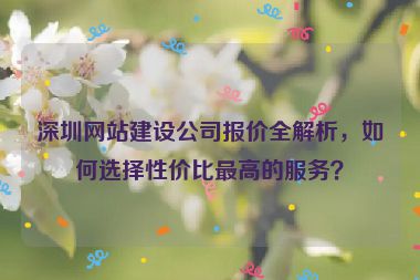 深圳網(wǎng)站建設(shè)公司報價全解析，如何選擇性價比最高的服務(wù)？
