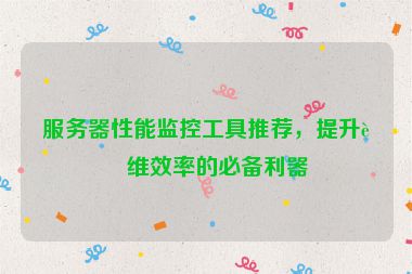 服務(wù)器性能監(jiān)控工具推薦，提升運(yùn)維效率的必備利器