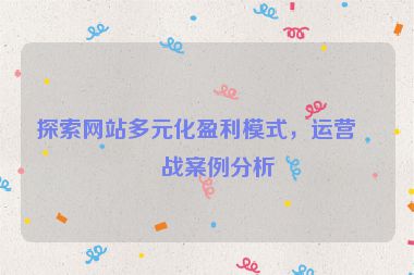探索網(wǎng)站多元化盈利模式，運(yùn)營實(shí)戰(zhàn)案例分析