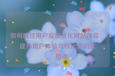 如何通過(guò)用戶反饋優(yōu)化網(wǎng)站內(nèi)容，提升用戶體驗(yàn)與轉(zhuǎn)化率的實(shí)用指南